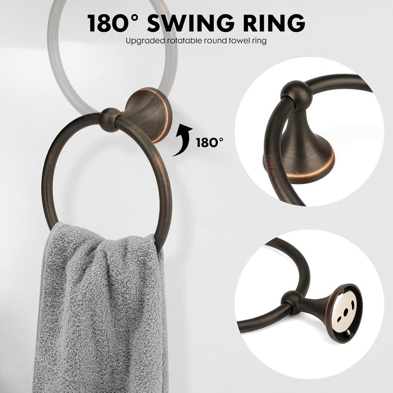 Ntipox 4 Piece Antique Bathroom Hardware Accessories Set Oil Rubbed Bronze,24 Inch Towel Bar Set,Towel Rack for Bathroom,Bathroom Towel Holder Bronze - Image 4